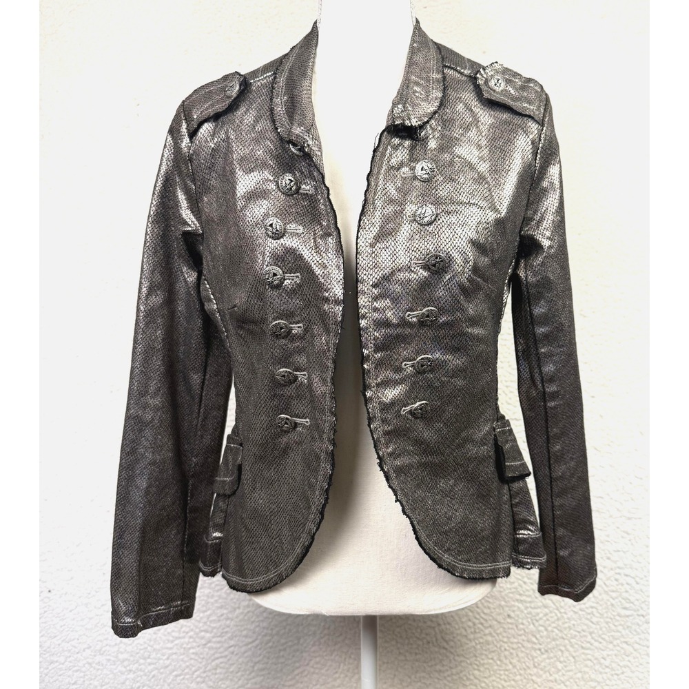 The Porter Collective Jacket Womens Medium Metallic Military Blazer NYE Disco